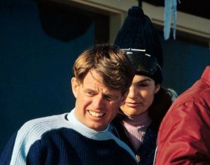 Jackie and Kennedy - jackie bouvier kennedy with robert skiing.jpg